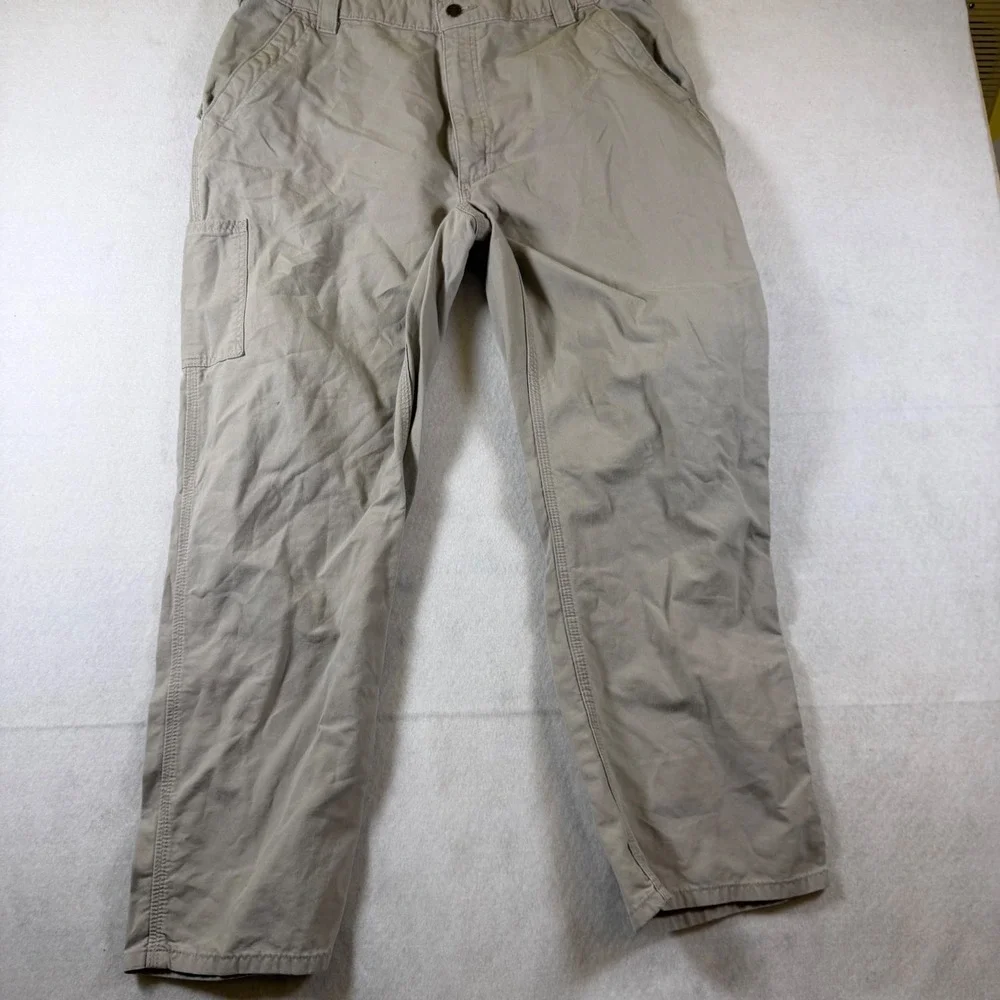 Carhartt‎ Mens Khaki Canvas Work Pants Toyota Logo Utility Carpenter 38x30